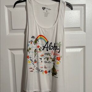 Women’s Aloha White Tank L